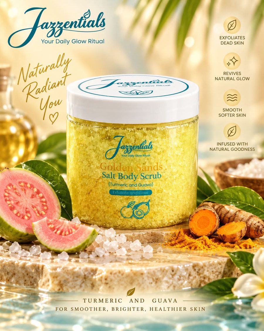 Golden Sands salt scrub with guava and turmeric